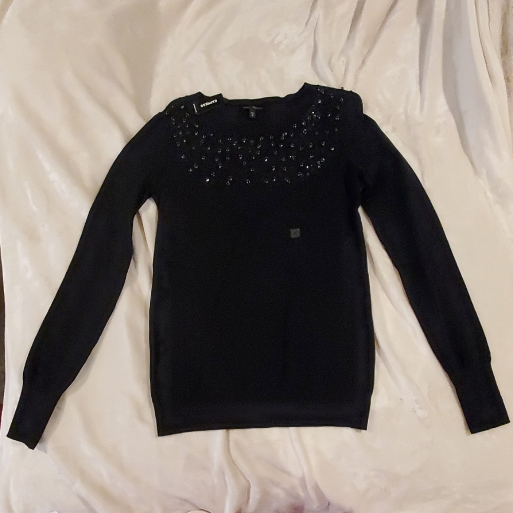 Express black crewneck sweater with sequin embellishment. NWT Medium